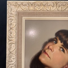 Vintage 1971 Portrait Oil Painting Brunette Woman w/Blue Eyes Signed M. Witt