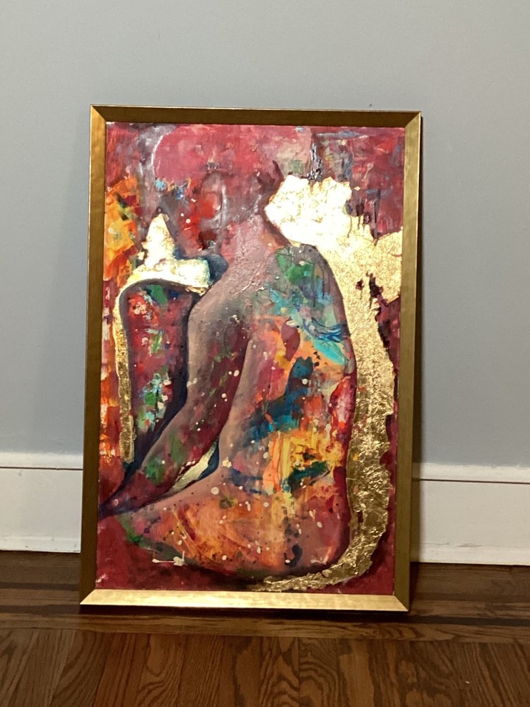 THE GIRL IN PURPLE , GOLD LEAF