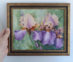 Irises in Bloom Original Oil Painting Framed Floral Artwork 8×10 in