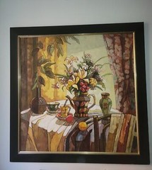 Vibrant Still Life with Flowers and Pottery – Oil Painting on Canvas“