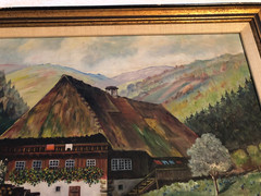 Vintage 1946 oil on board painting traditional German Blackforest signed Geotze