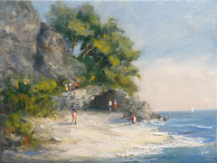Antibes, French Riviera, 6×8 original oil painting Celene Farris, Cote d’Azur