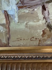 John Cho Signed Floral Oil Painting – Framed – Vibrant Impasto Style – 38×32 Inc