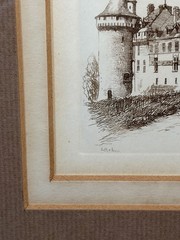 Antique Engraving Chateau de Chaumont Matted Framed By LEOPOLD ROBIN 19th c