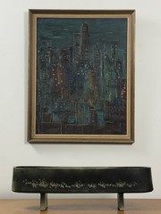 Vintage Expressionist Modernist Impasto Nocturne Cityscape, Signed