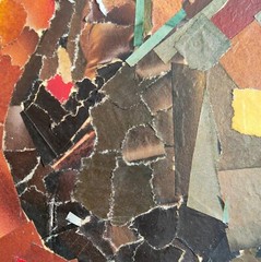 „Tea Vandor in Railway Station“ Magazine Cut collage on paper art 35″ x 27″