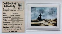 ACEO Original Watercolor Church Silhouette Storm Clouds Sand Dunes Moody OOAK