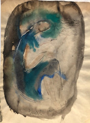 Woman Sitting in a Circle Modernist Painting-20th Century N.Y,N.J.-Joseph Gerard