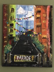 Original Stretched Canvas Painting 16×20” Parade Route #1 in series