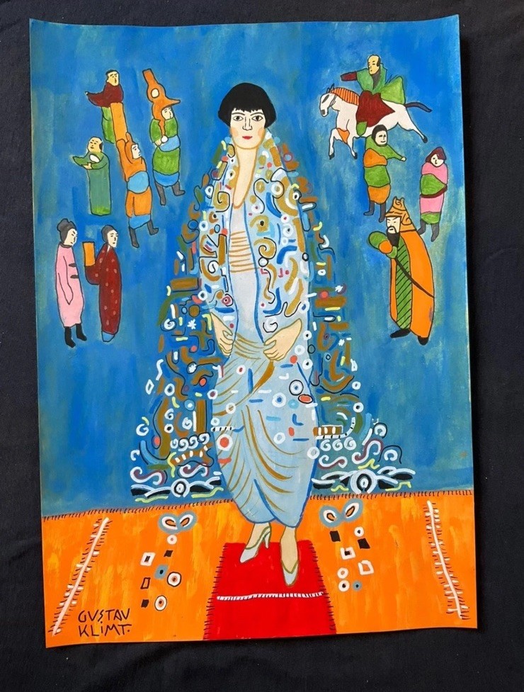 GUSTAV KLIMT ARTIST OIL PAINTING PAPER SIGNED.