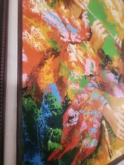 Originally Framed & Signed 1970s Acrylic Painting. Three Girls And An Instrument