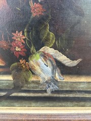 Large Framed Floral Still Life Oil Painting on Canvas W-29 L-41