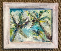 Palm Trees, Original Oil Painting, Beach Home Decor, Coastal Art