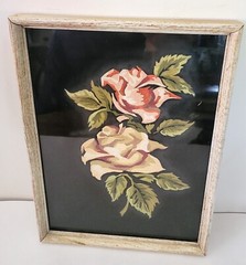 Acrylic Roses Painting on Black Background or Felt 9.75″ x 12.75″ Original