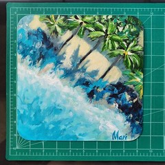 Palm Beach Painting Coastal Seascape Original Art Tropical Shore Waves Acrylic
