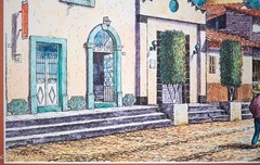 Lovely Vintage Painting of Puerto Vallarta Cityscape Illegibly Signed 16.5×20.5″