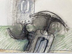 Untitled, Wulfried Hengstenberg, 1981, Coal/Pastel, 40×29 cm