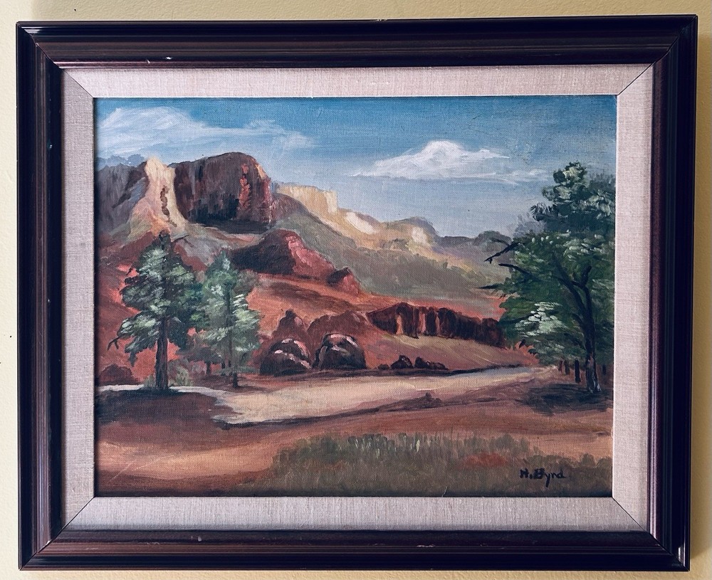 Red Rocks Of Sedona Arizona Oil On Canvas Signed H. Byrd Framed Vintage