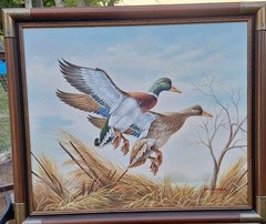Oil On Canvas Painting Of Avian Duck Van Webber Hunt Club Unlimited Lodge