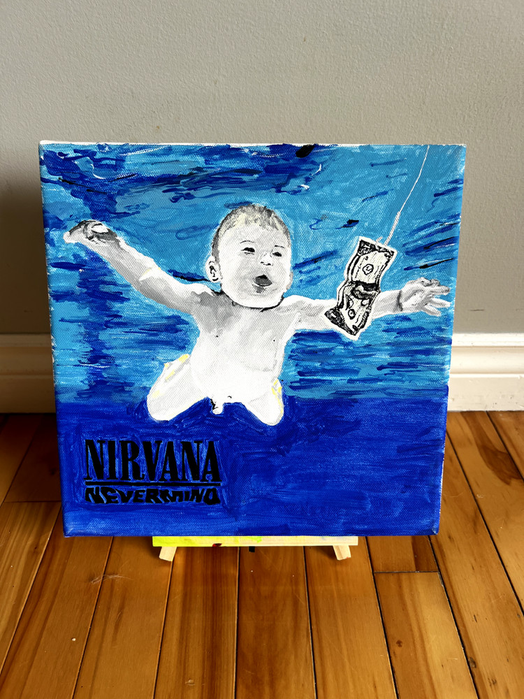Fan Art – Original hand painted album cover, acrylic on canvas 12″x12″