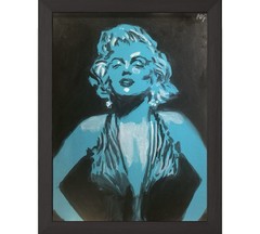 PDQ Artist Original Teal Blue Painting Marilyn Monroe Abstract Acrylic 16×12 Art