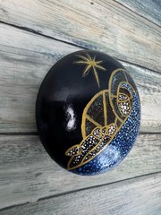 Artisan Hand Painted Handmade Stone Rock | Virgin Mary and Baby Jesus Art 4″ #A