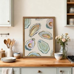 Oyster Shell Canvas Wall Art, Colorful Abstract Wall 10″L x 8″W Oysters Framed