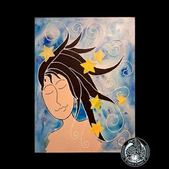 Original Acrylic Art Painting with Raised Flow Paint 16×20 inch Star Girl