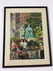 Listed N.Y. Artist Harry T. Fisk Watercolor “Bowling Green”