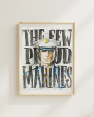 OSKI Military Proud Marines 11×14 Paper Fine Art Original Charcoal Painting