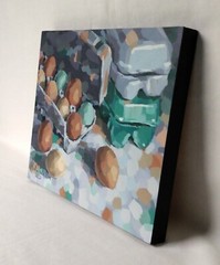 Original Still Life Painting „Egg Cartons“ – 8 x 10 inch by John Wallie