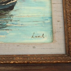 Authentic Original Oil Painting Harbor by Bernhard Laarhoven Fishing Boat