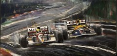 1992 F1 Senna Mansell Monaco GP Sparks Original Painting Impasto Car Motorsport