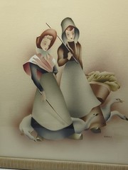 1940’s Benjamin Jorj Harris – Pair of Airbrush Watercolors 20 Tall By 18 Wide