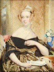 Maria A. Chalon (ca.1800-1867) „Lady with love letter“ fine miniature, c1840 (m)
