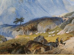 ATTRIB TO W. BARNETT „GLENCOE“ ANTIQUE HIGHLAND WATERCOLOUR PAINTING 44.5X61 CM.