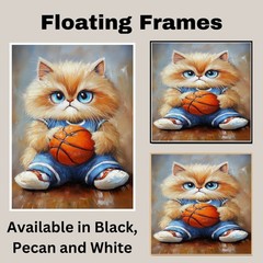 Persian Cat Basketball Wall Art Thick Canvas Sports Decor Living Room Cat Gift