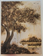 VTG SIGNED C. Lewis Perez Cypress Tree Original Oil-On-Canvas 16″x12″ NO FRAME