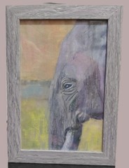 Original Miniature Soft Pastel Painting 5 x 7 Elephant Framed