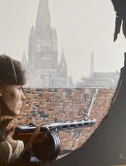 Berlin 1945. Oil painting on canvas. 30.5cm x 23.8cm