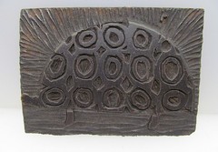 Turtle Original Abstract Expression Linocut Print Plate