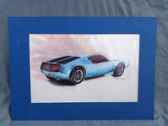 Vtg MCM AMC AMX Design Prototype Car Illustration Watercolor 14.5×20″ painting