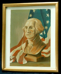PRESIDENT GEORGE WASHINGTO VERY WELL DONE VINTAGE ORIGINAL OIL PAINTING