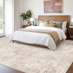 Beige Washable 8×10 Area Rug – Non-Slip Soft Thin Abstract for Any Room