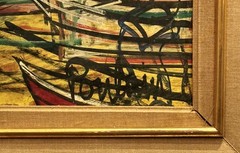 Michel-Marie Poulain (French), VTG MCM Origin. Oil/Masonite „Toulon 1954“ Signed