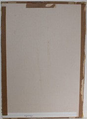 VINTAGE WATERCOLOR ON CARDBOARD 1968 SIGNED SARRIA VILLAGE CHURCH COLONIAL