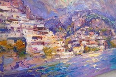 Amalfi coast Original Oil Painting Impasto Italian Seascape by S Chernyakovsky
