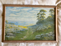 Alfred Armitage Watercolor Charcoal Painting antique Framed A Moorland Path