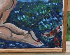 Louis Pohl Sex Appeal Akt Woman Oil Painting on Canvas Signed Danish Art