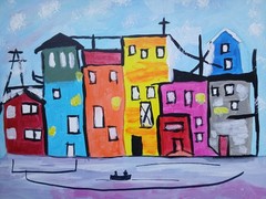 Abstract/Impressionism City Side 16 x 20 Handmade Signed Colorful ART Painting